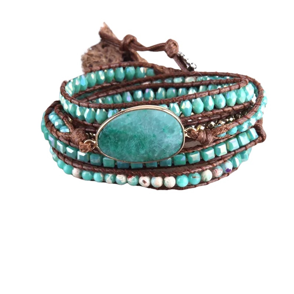 24 HRS SALE ONLY NWT Handmade Natural Stone Bracelet Leather Wrap